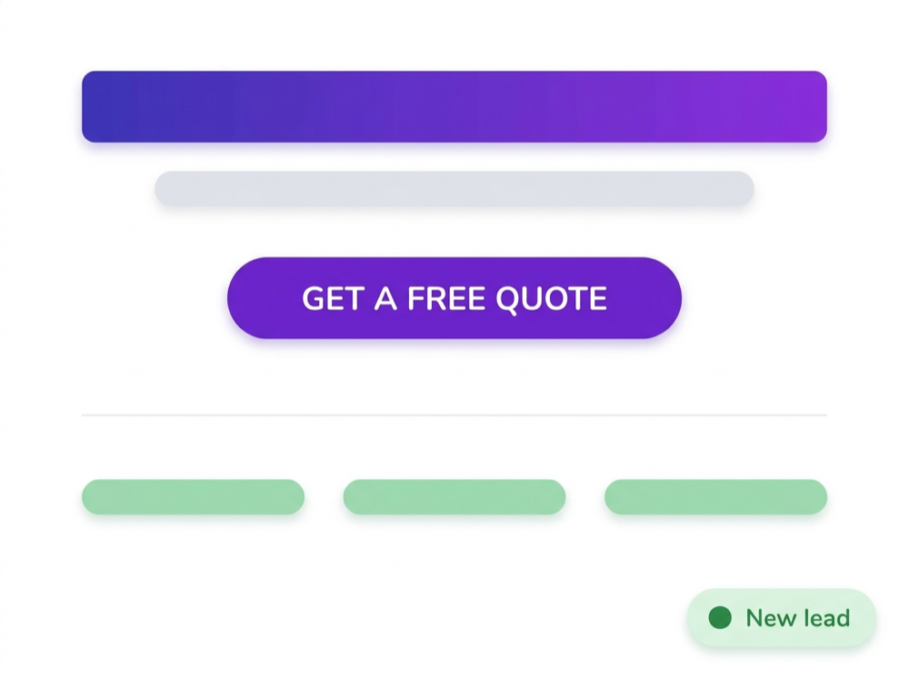 A converting website: a Get a free quote button and a new-lead alert